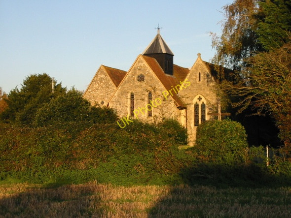 Photo 6"x4" Fishbourne church in the setting sun Chichester c2008