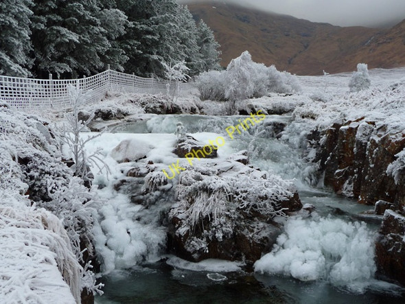 Photo 6"x4" A winter view of the Allt Coire Tholl Bhruach River Cluanie c2008