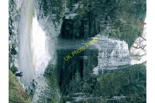 Photo 6"x4" Henrhyd Falls icing up Coelbren c2009