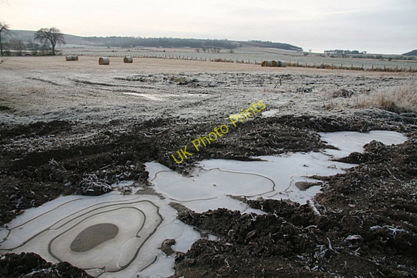 Photo 6"x4" Frozen puddle, Kirkton of Kinnettles Kirkton\/NO4246 c2009