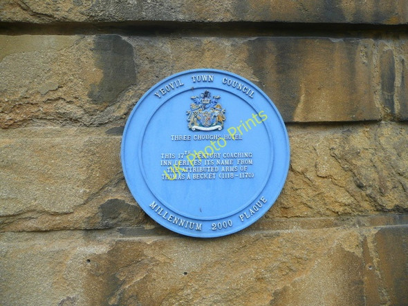 Photo 6"x4" Blue plaque on the Three Choughs Yeovil c2009