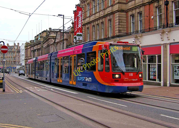 Photo 6"x4" Sheffield Supertram No. 118 in Church Street Sheffield\/SK3587 c2009