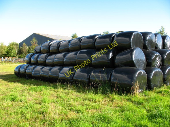Photo 6"x4" Newton of Cawdor stack of bales Cawdor c2007