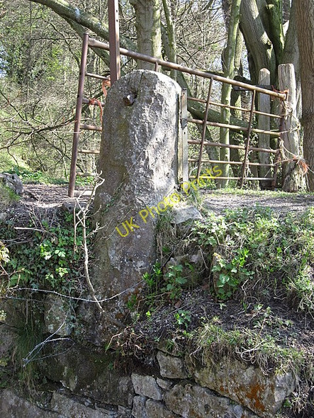 Photo 6"x4" Stone gatepost by the River Alyn Tafarn-y-Gelyn c2009