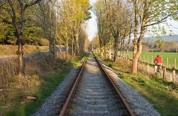 Photo 6"x4" The road, the railway and the path at Birkenbaud Silverbank c2009