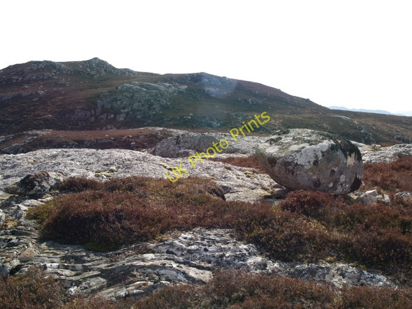 Photo 6"x4" Rock, heather and boulder below Creag na Doire Duibhe Catlodge c2009