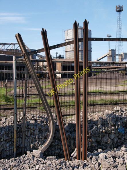 Photo 6"x4" Damaged fence at Redcar steelworks Warrenby c2009