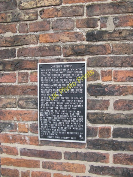 Photo 6"x4" Plaque on Corunna House, Ousegate Selby c2009