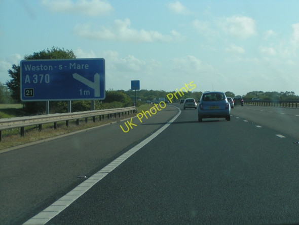 Photo 6"x4" M5 southbound, nearing junction 21 East Hewish c2009