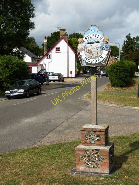 Photo 6"x4" Steeple Morden village sign Steeple Morden c2009