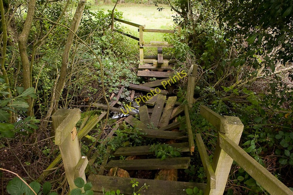 Photo 6"x4" Broken footbridge near Moorlands Farm Hatch Bottom c2009