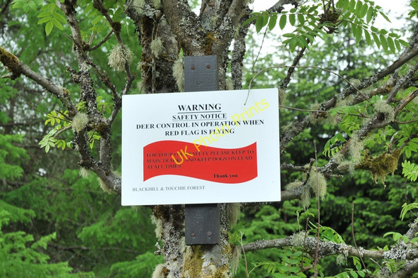 Photo 6"x4" Deer control warning sign near Stronachie Dalqueich c2010
