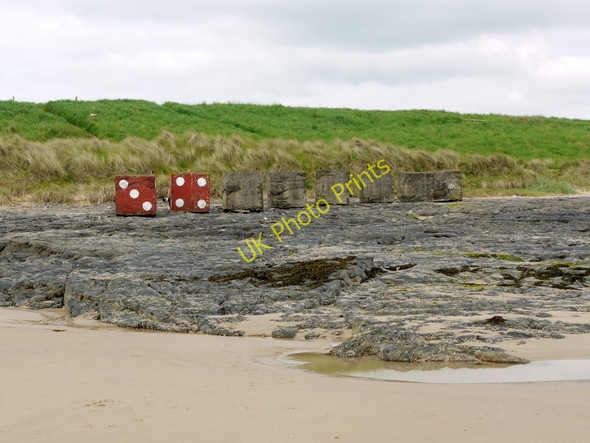 Photo 6"x4" Tank traps, Bamburgh Beach Bamburgh c2010