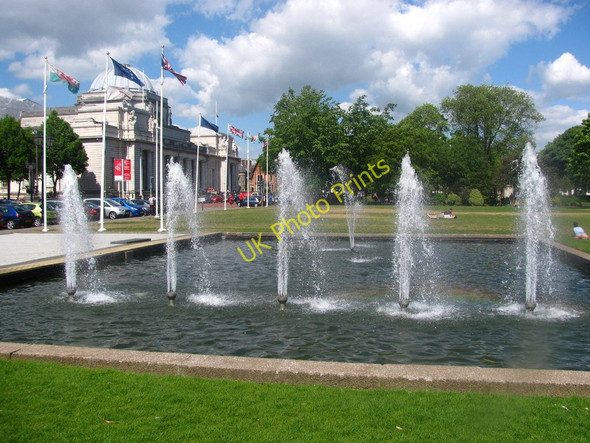 Photo 6"x4" Museum and Fountains Cardiff\/Caerdydd c2010