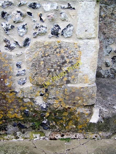 Photo 6"x4" Bench Mark, All Saints Church Netheravon c2010