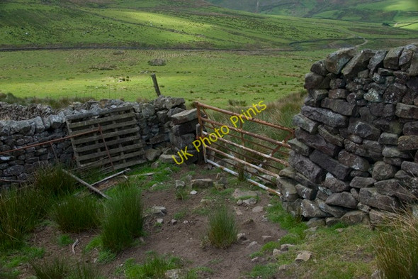 Photo 6"x4" Fellside gate and stone walls at Hunter Hole Whitendale River c2010