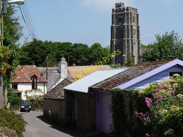 Photo 6"x4" Descending Church Road with St. George's Church behind the houses Georgeham c2010
