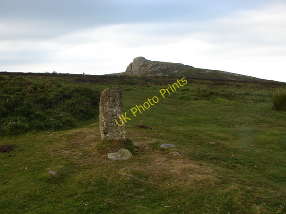 Photo 6"x4" Standing stone, Saddle Tor Lewthorn Cross c2010