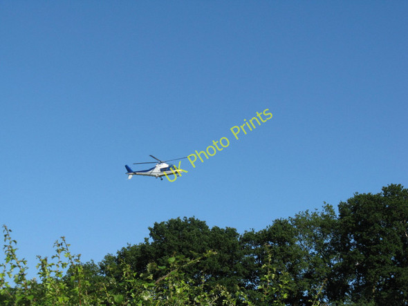 Photo 6"x4" Helicopter over Smokyhouse Lane on approach to Polo ground Selham c2010