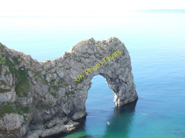 Photo 6"x4" Swimmers under the arch of Durdle Door West Lulworth c2010