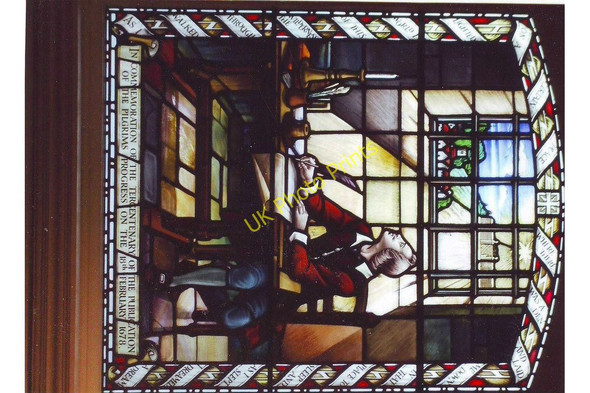Photo 6"x4" Stained glass window of John Bunyan, Bunyan Meeting, Bedford Bedford\/TL0549 c2001