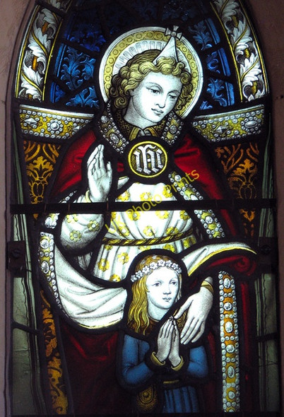 Photo 6"x4" St Andrew's church in Eaton - stained glass in porch Cringleford c2010