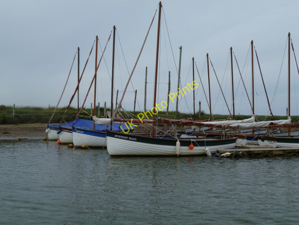 Photo 6"x4" Jetty with moored boats, towards the mouth of Morston Creek Morston c2010