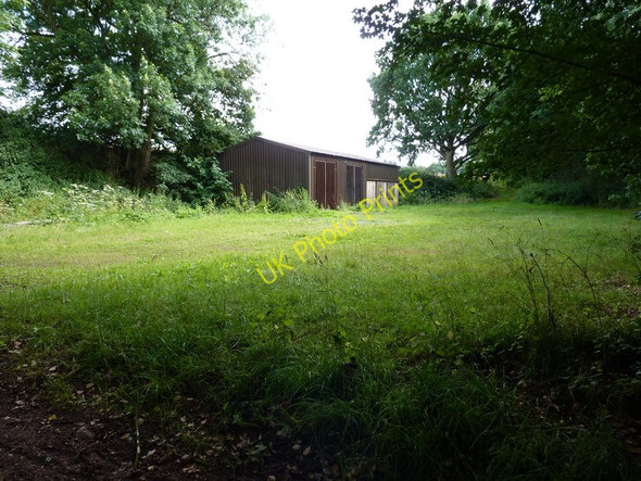 Photo 6"x4" Small unmarked barn in a clearing Badger c2010