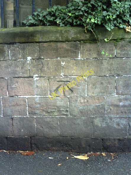 Photo 6"x4" Benchmark on wall of Mansfield Road, outside St John's Carrington Nottingham\/SK5641 c2010