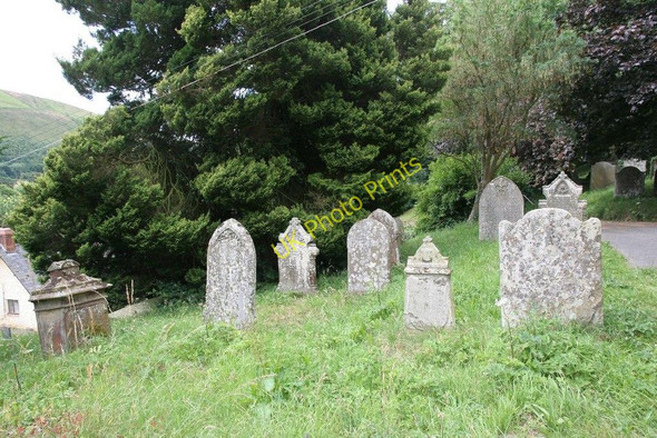 Photo 6"x4" Headstones by the footpath New Radnor c2010