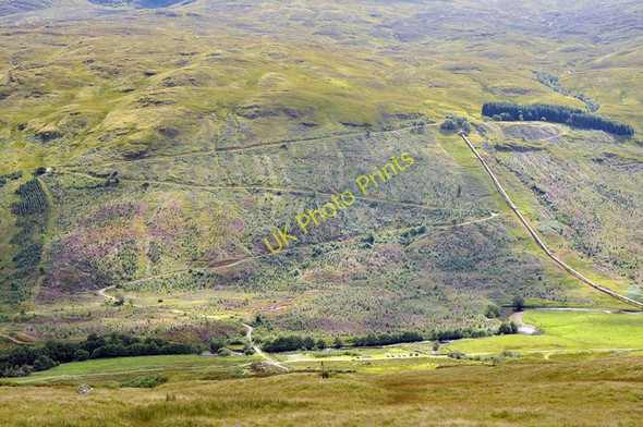 Photo 6"x4" Looking across Glen Lochay to the hydro access track Allt Innis Daimh c2010