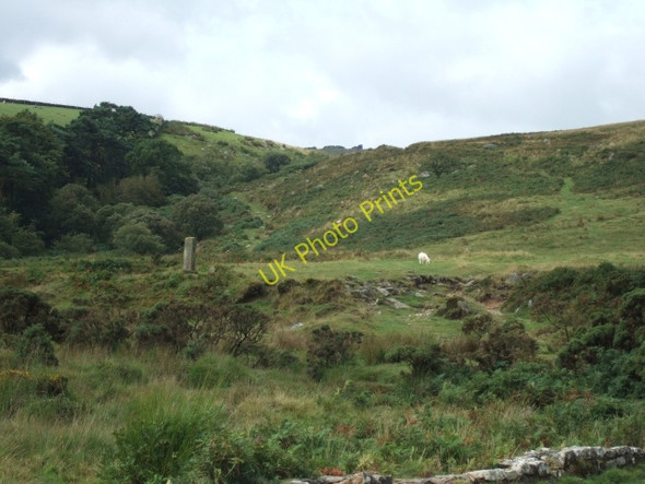 Photo 6"x4" Boundary stone at Cullever Steps Belstone c2010