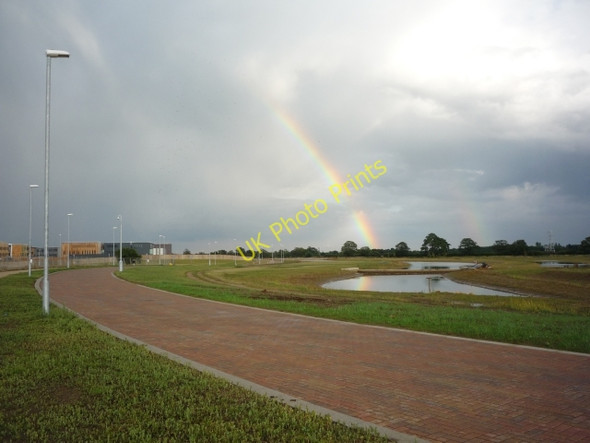 Photo 6"x4" Rainbow over Heslington East lake Heslington c2010
