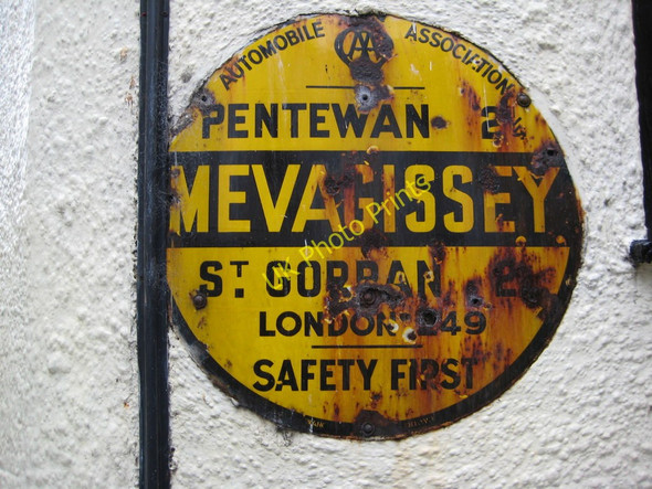 Photo 6"x4" Old AA sign, Mevagissey Mevagissey c2010