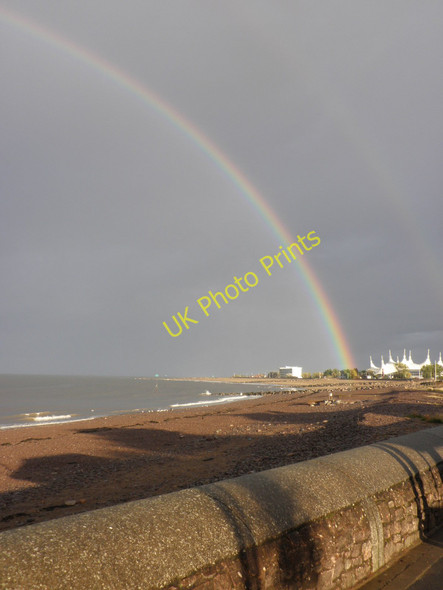 Photo 6"x4" Rainbow, above the beach at Minehead Minehead c2010