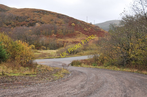 Photo 6"x4" Forestry road meeting the A816 in Glen Gallain River Gallain c2010