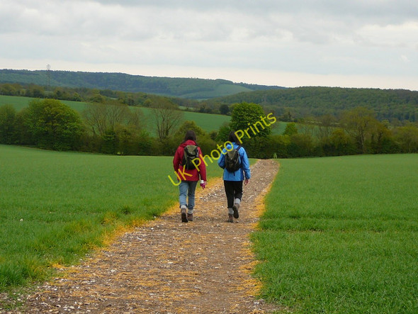 Photo 6"x4" Walkers on a field path near Hooksway Hooksway c2010
