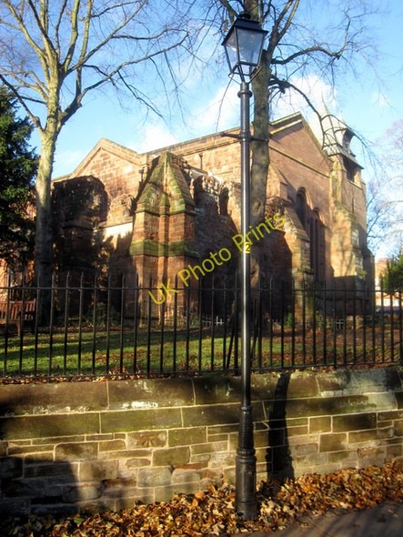 Photo 6"x4" Church of St John the Baptist and a bench mark Chester c2010