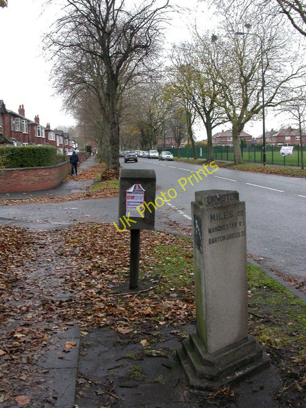 Photo 6"x4" Urmston, milestone Urmston c2010