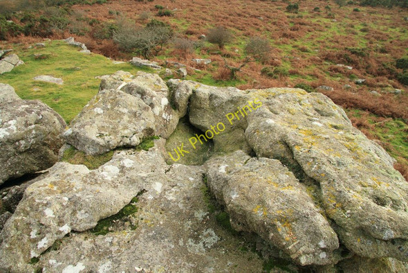 Photo 6"x4" Rock basin on Bag Tor Lewthorn Cross c2010