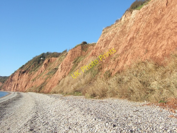 Photo 6"x4" Shingle beach and sandstone cliffs west of Sidmouth Sidmouth c2010