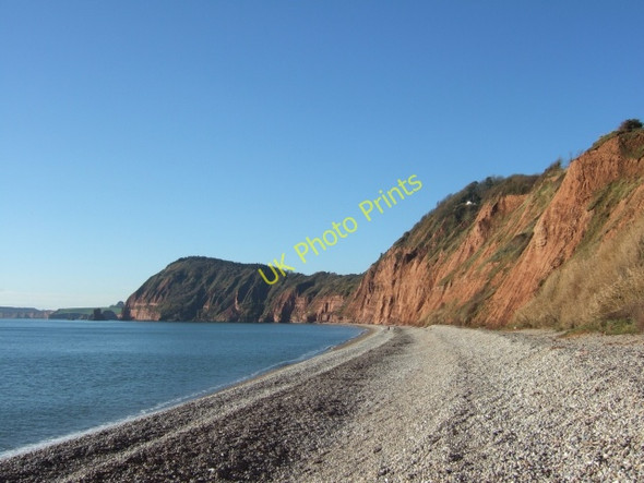 Photo 6"x4" Shingle beach and sandstone cliffs west of Sidmouth Sidmouth c2010 P1