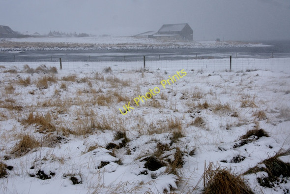 Photo 6"x4" The Houb, Baltasound, in the snow Voesgarth c2010