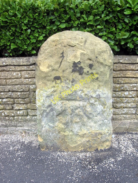 Photo 6"x4" Weathered milestone and 1GL bench mark on old Filey Road Scarborough\/TA0388 c2010