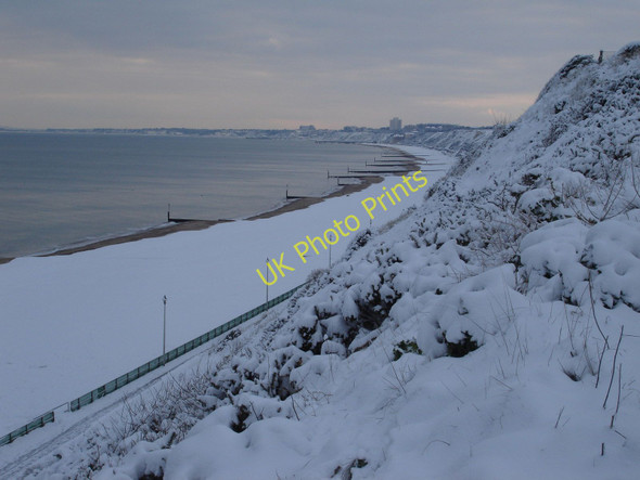 Photo 6"x4" Snow on Southbourne beaches Christchurch\/SZ1592 c2010