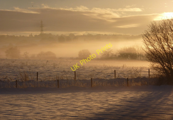 Photo 6"x4" Fields in the Doe Lea valley under snow Bolsover c2010
