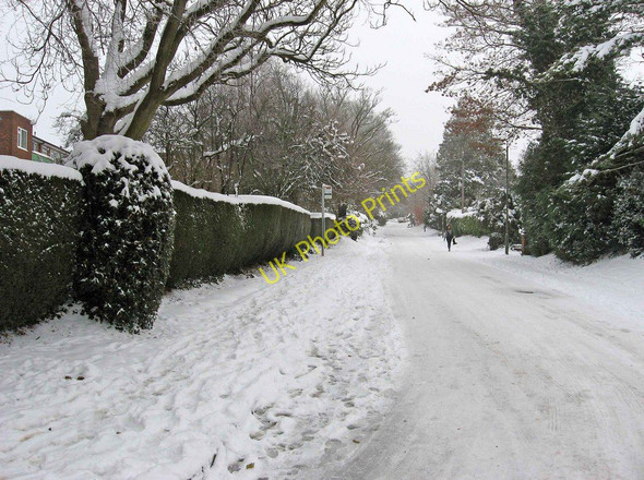 Photo 6"x4" Warren Road in the snow, looking east Guildford c2010