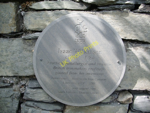 Photo 6"x4" Plaque to Isaac Wilkinson Backbarrow c2008