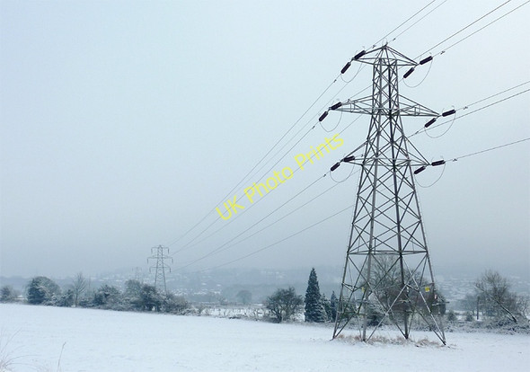 Photo 6"x4" Farmland and pylon near Penn Common, Staffordshire Sedgley c2010