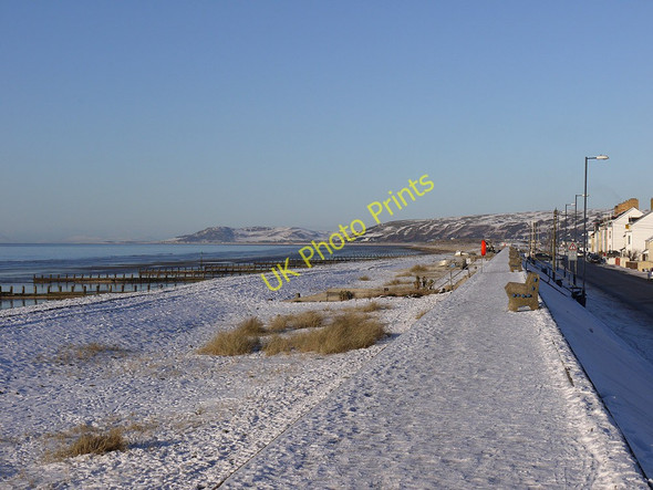 Photo 6"x4" Borth beach under snow Borth c2010